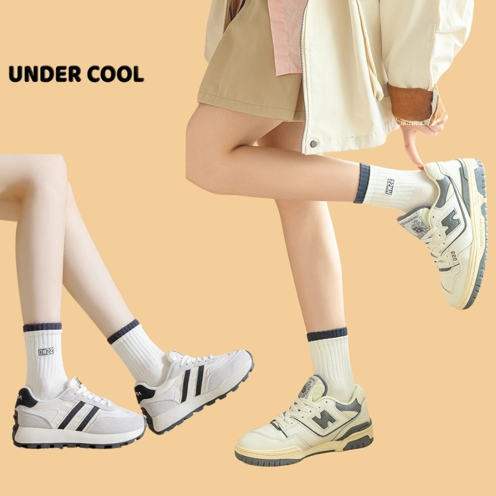 Tất Vớ cho Nữ Cotton Cao Cổ UNDERCOOL Phối Viền Màu Họa Tiết In Chữ TC66