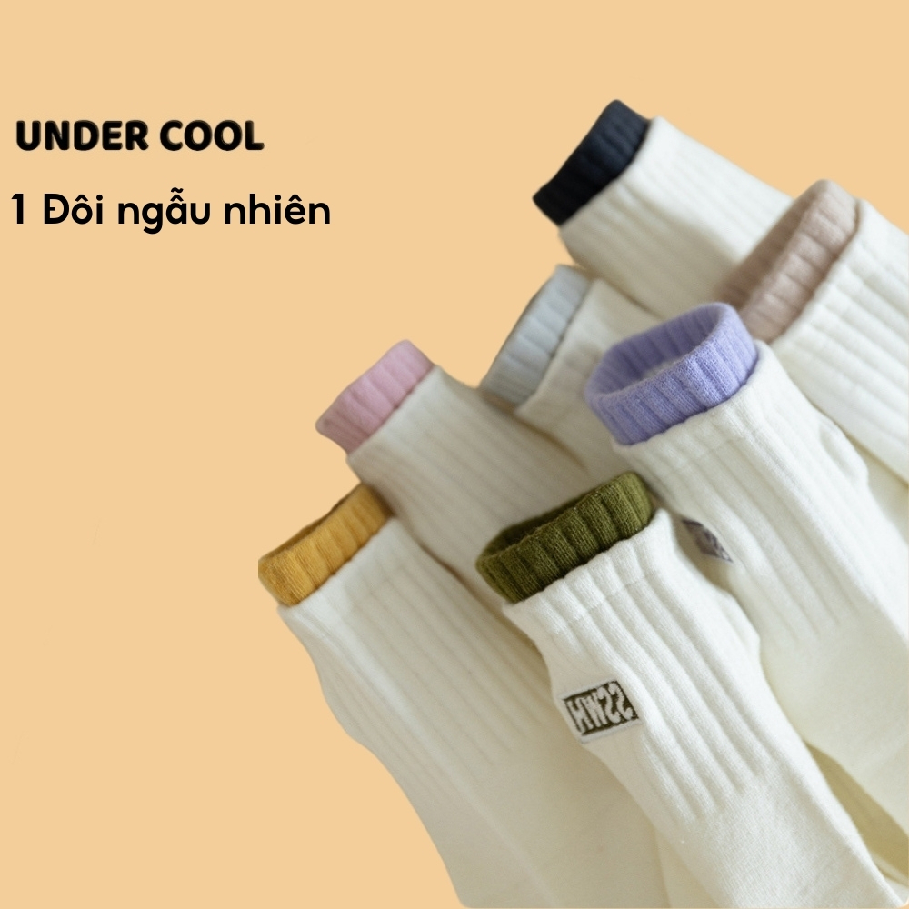 Tất Vớ cho Nữ Cotton Cao Cổ UNDERCOOL Phối Viền Màu Họa Tiết In Chữ TC66