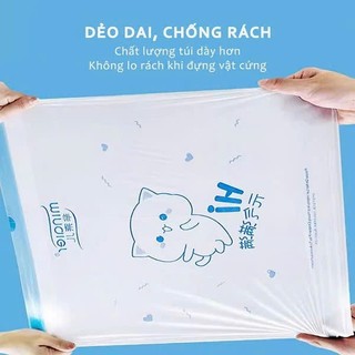 [Minaier] Cuộn 100 túi đựng rác có dây rút, tự hủy sinh học Minaier, size trung (50x45cm) - họa tiết hình gấu