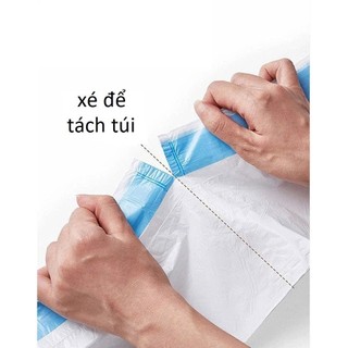 [Minaier] Cuộn 100 túi đựng rác có dây rút, tự hủy sinh học Minaier, size trung (50x45cm) - họa tiết hình gấu
