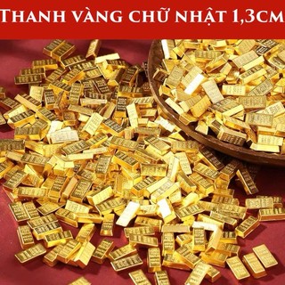 50-100 Thỏi Vàng Chữ Nhật Mini (1.4cm) Và Hũ Đựng Vàng Bằng Kim Loại Dùng Trang Trí , Decor