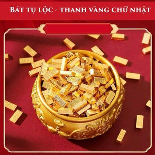 Hũ Vàng Tụ Bảo Bồn + Thỏi Vàng Chữ Nhật 1.4cm - Vật Phẩm Đồng Phong Thủy