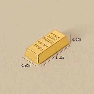 50-100 Thỏi Vàng Chữ Nhật Mini (1.4cm) Và Hũ Đựng Vàng Bằng Kim Loại Dùng Trang Trí , Decor