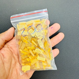 50-100 Thỏi Vàng Chữ Nhật Mini (1.4cm) Và Hũ Đựng Vàng Bằng Kim Loại Dùng Trang Trí , Decor