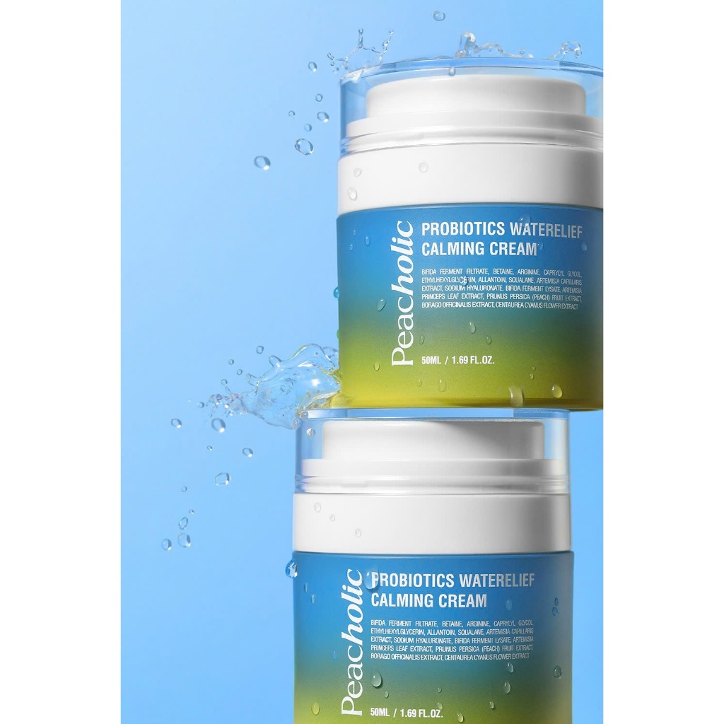 M45_ Kem đêm dưỡng ẩm phục hồi lợi khuẩn ngải cứu Peacholic Waterlief Calming Cream 50ml (BAO BÌ MỚI)