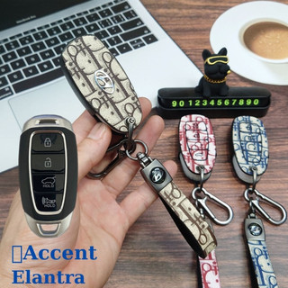 ốp chìa khóa Hyundai Accent 4 nút bấm,Bọc chìa khóa Elentra 2024,Bao da chìa khóa Hyundai Accent nhiều màu sắc (HC4)