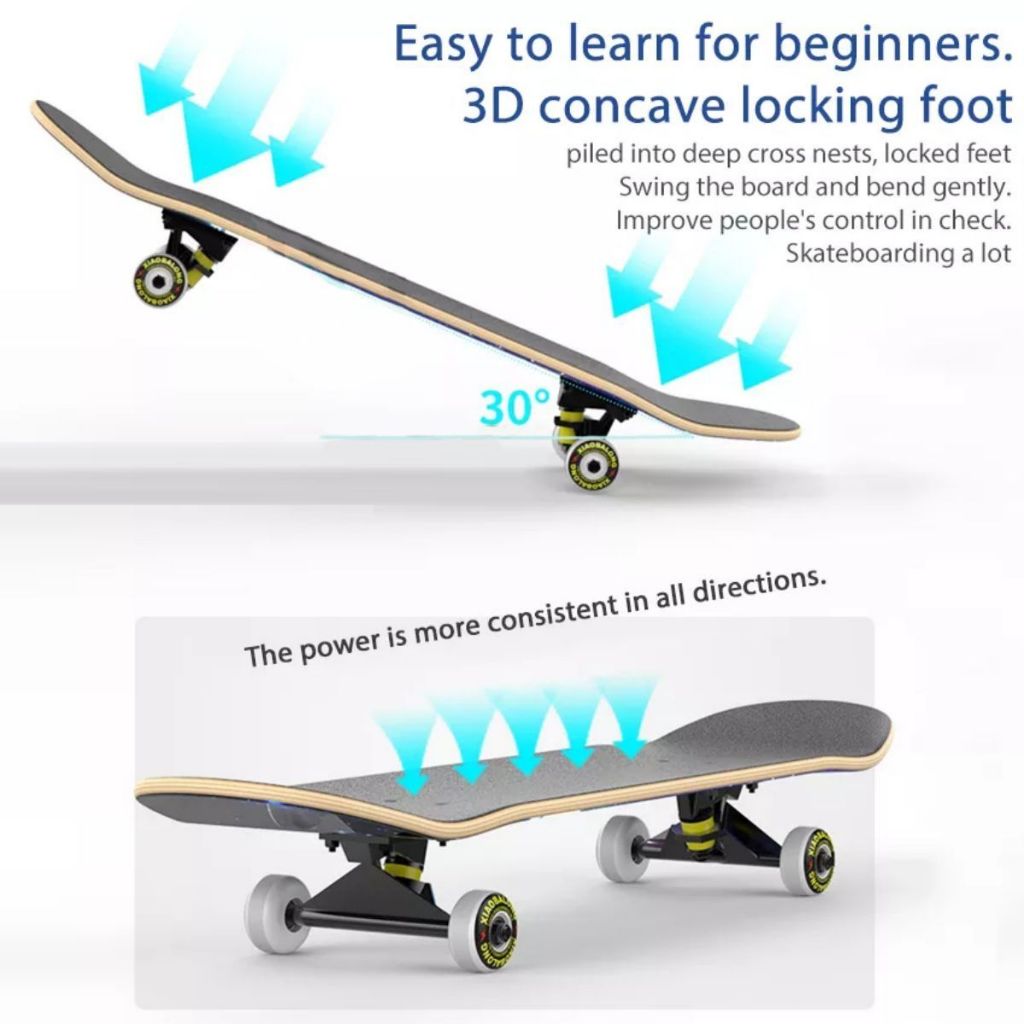 80cm Kích thước lớn Thể thao Skateboard Bề mặt nhẵn Chống mài mòn tốt Super Durable 9 lớp Laminated Kids Skateboard