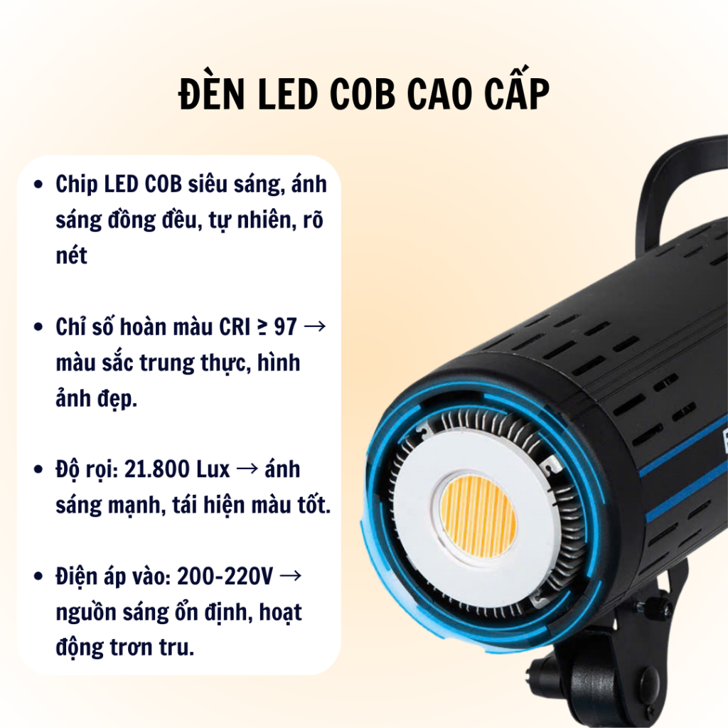 Đèn livestream cao cấp ET300S V2 2026 Chân 2M8 Trợ Sáng Livetream, Chụp Ảnh Studio-Phân Phối ZSYB Việt Nam