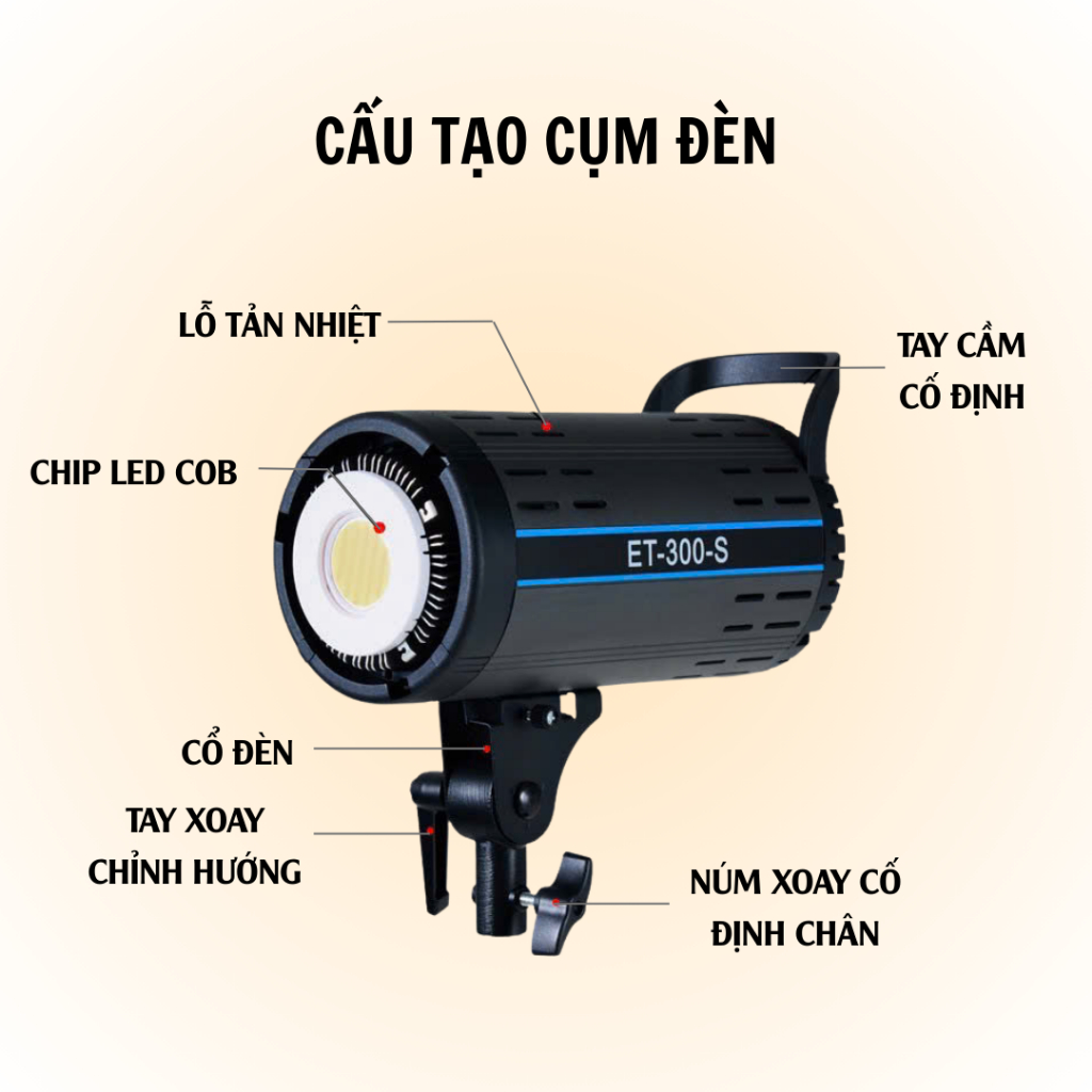 Đèn livestream cao cấp ET300S V2 2026 Chân 2M8 Trợ Sáng Livetream, Chụp Ảnh Studio-Phân Phối ZSYB Việt Nam