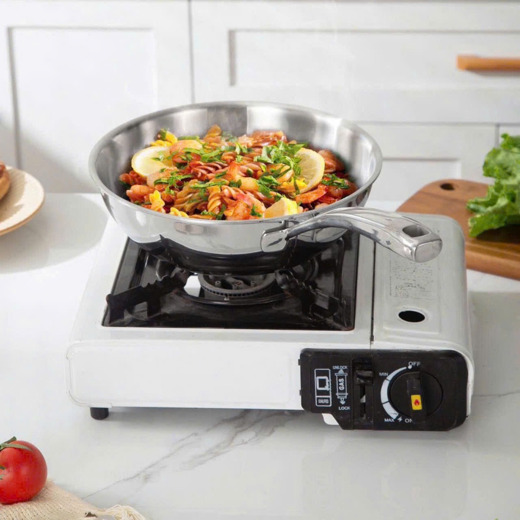 Chảo Sâu Lòng Oyatton Kèm Nắp Kính 24cm Quánh 24cm Inox 18/10 OYT178