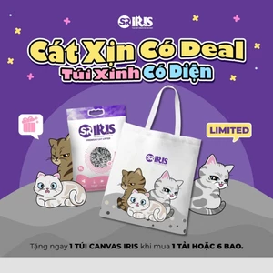 Mua 6 túi tặng 1 túi canvas _Cát đất sét than hoạt tính IRIS cho mèo - Túi 3,5kg