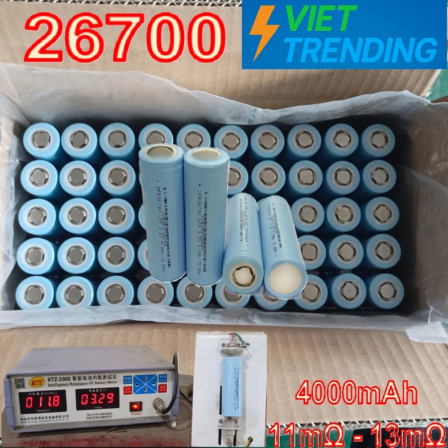 Cell Pin Li-ion 26700 4000mAh lion 26700 pin 3,2V ~4Ah Dòng xả cao 5C ...