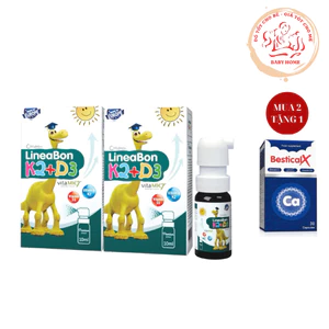 Combo 02 lọ Lineabon D3K2 Dạng Xịt Tiện Lợi - Hỗ Trợ Hấp Thu Canxi Cho Trẻ tặng 1 BesticalX