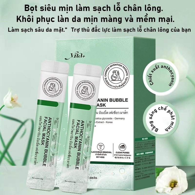 [Đảm bảo chính hãng] Mặt nạ bọt anthocyanin giúp loại bỏ mụn đầu đen, mụn ẩn, mụn trứng cá, làm sạch sâu, thu nhỏ lỗ châ