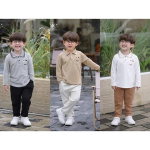 Bộ polo dài tay túi ngực phối quần kaki, set thu đông cổ đức thêu túi