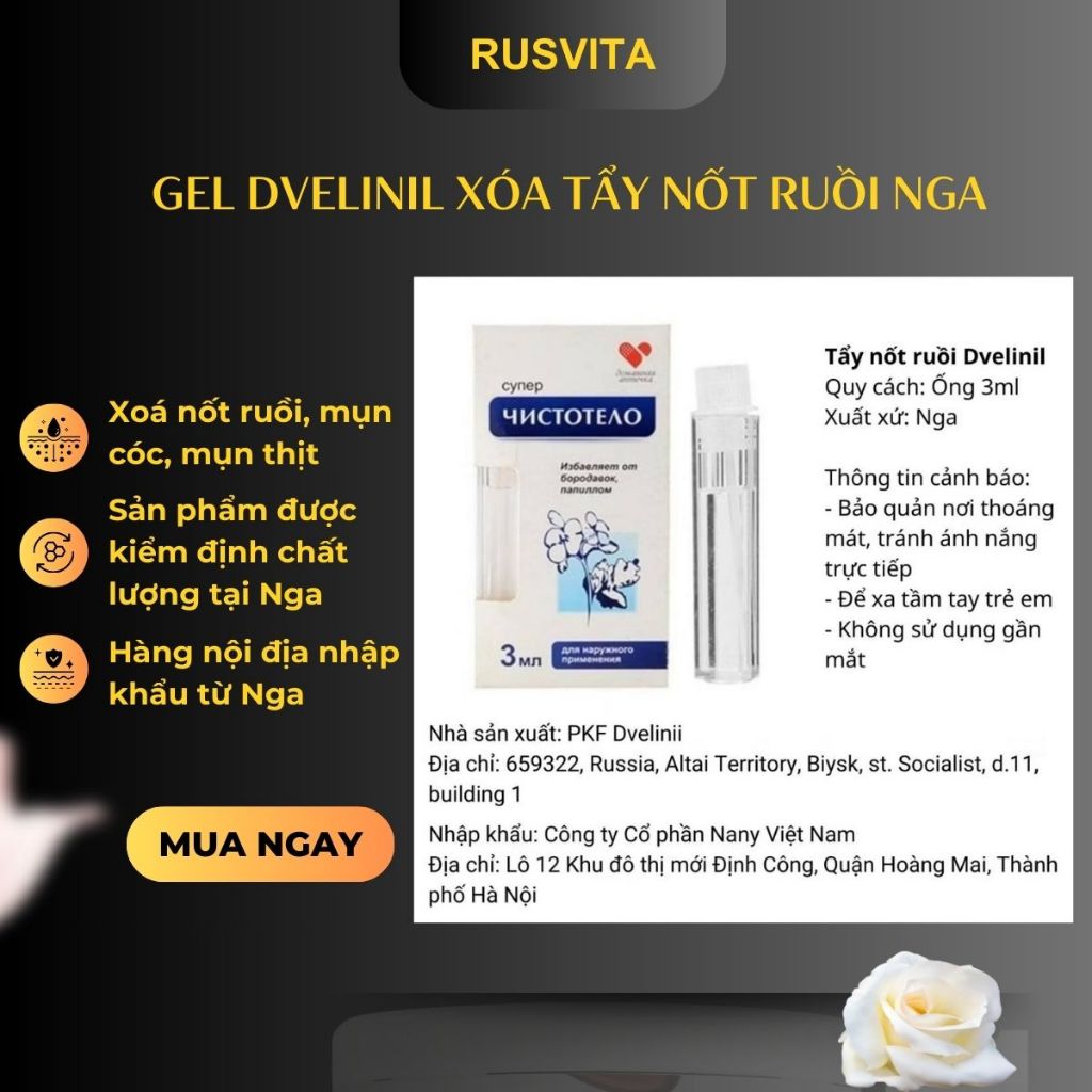 [Combo khuyên dùng][Tẩy nốt ruồi DVELINIL và mờ sẹo KLIRVIN nhập Khẩu chính hãng Nga] Hỗ trợ làn da sáng và phục hồi