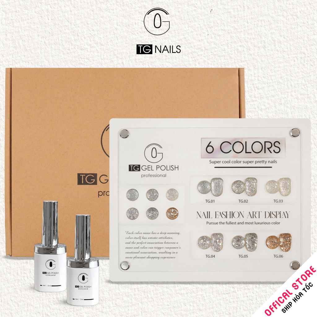Set sơn gel 6 màu nhũ TG lấp lánh kiêu sa