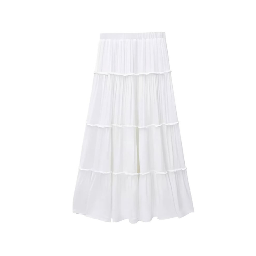 [Peinn] Chân váy dáng dài 4 tầng tiểu thư trắng đen chất voan có quần bảo hộ FA1-0018-84