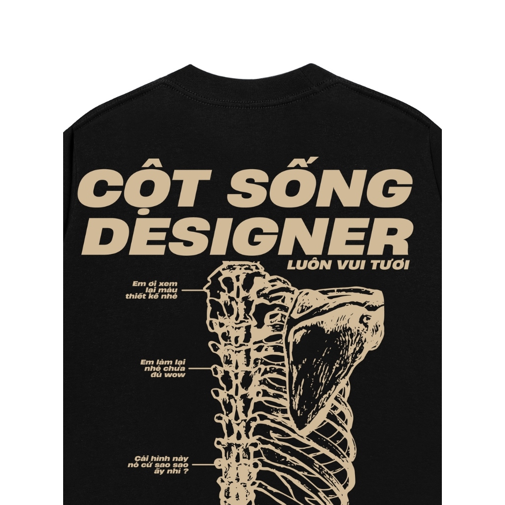 Áo Vớ Vẩn Vui Tươi Áo Thun CỘT SỐNG DESIGNER Cotton 100% Oversize REDLABEL Nam Nữ TS46