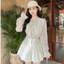 Áo sơ mi nữ tơ cổ bèo tay loe họa tiết tim nhí A2715 Kymie