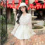 Áo sơ mi nữ tơ cổ bèo tay loe họa tiết tim nhí A2715 Kymie