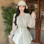 Áo sơ mi nữ tơ cổ bèo tay loe họa tiết tim nhí A2715 Kymie