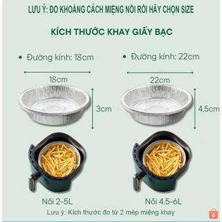 Combo 150 khay giấy bạc tặng 10 khay size 22cm lót nồi chiên không dầu lò nướng đựng thức ăn