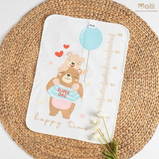 Tấm lót chống thấm 5D Molli 4 lớp thoáng khí cho bé hoạt tiết dễ thương vạch đo chiều cao