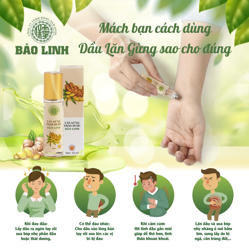 Dầu Lăn Ngải Cứu Thảo Dược Bảo Linh 10ml - Xoa bóp, massage cho bạn cảm giác dịu nhẹ, thoải mái.
