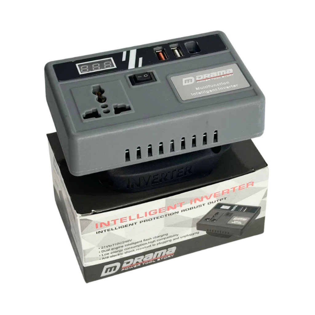 Đế Chuyển Đổi Nguồn Pin Sang Điện DRAMA - Chuyển Từ Pin 21v Lên 110 - 220v, Chân Phổ Thông 4cm