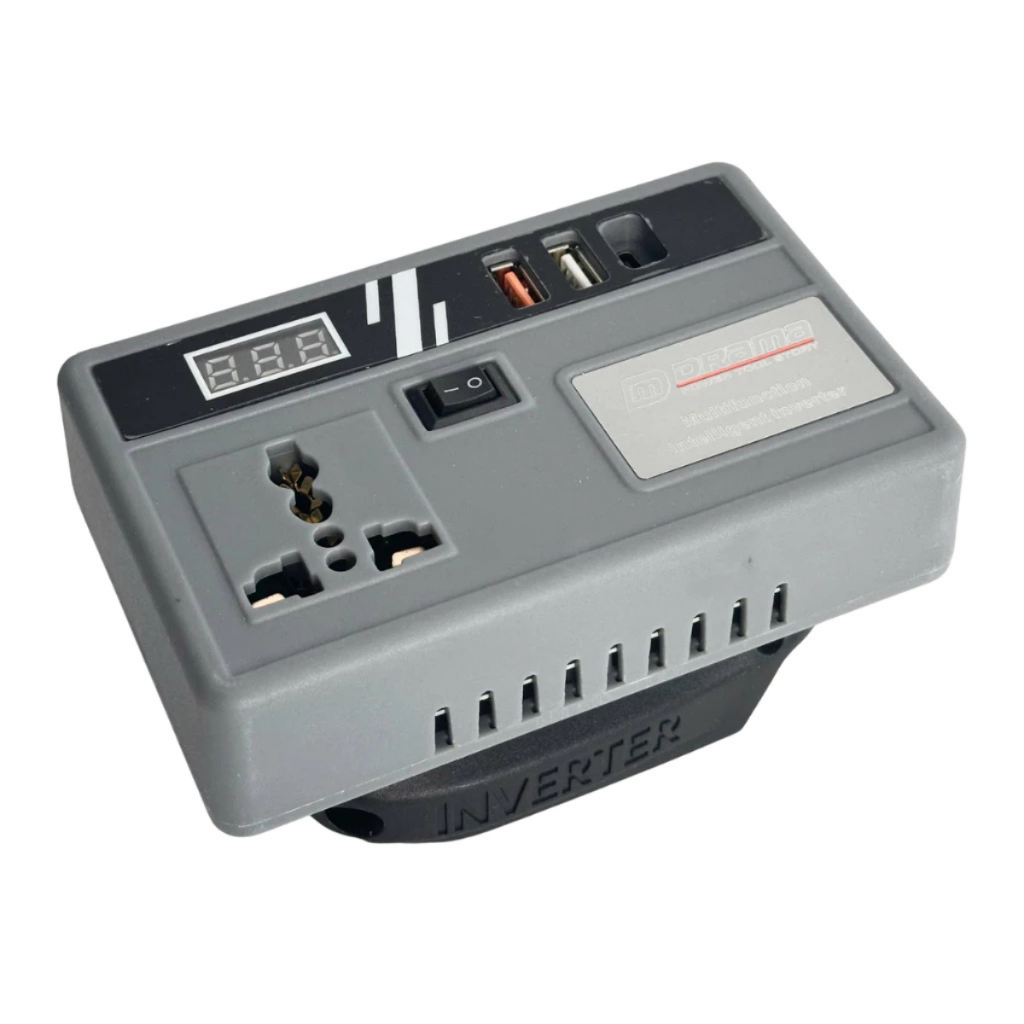 Đế Chuyển Đổi Nguồn Pin Sang Điện DRAMA - Chuyển Từ Pin 21v Lên 110 - 220v, Chân Phổ Thông 4cm