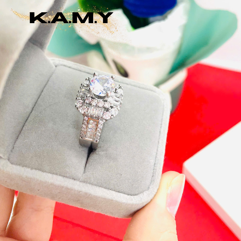 Nhẫn nữ đính đá bản to xi bạch kim cực sáng bền màu sang trọng – Nhẫn cầu hôn đẹp lấp lánh