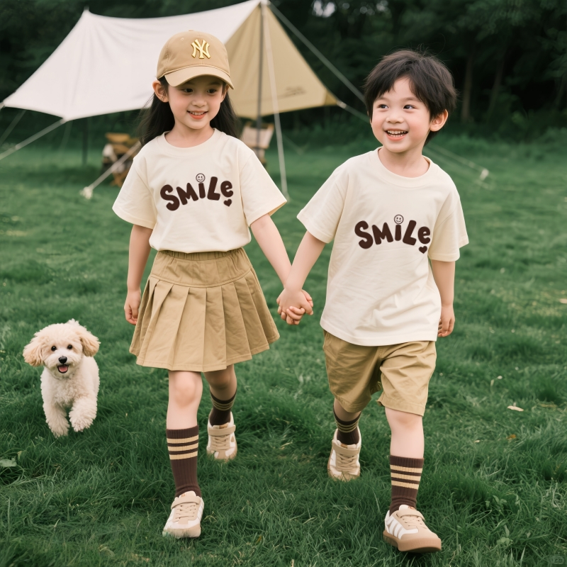 Áo gia đình Familylove - Set đồ gia đình chữ Smile đơn giản dễ thương chất liệu cotton