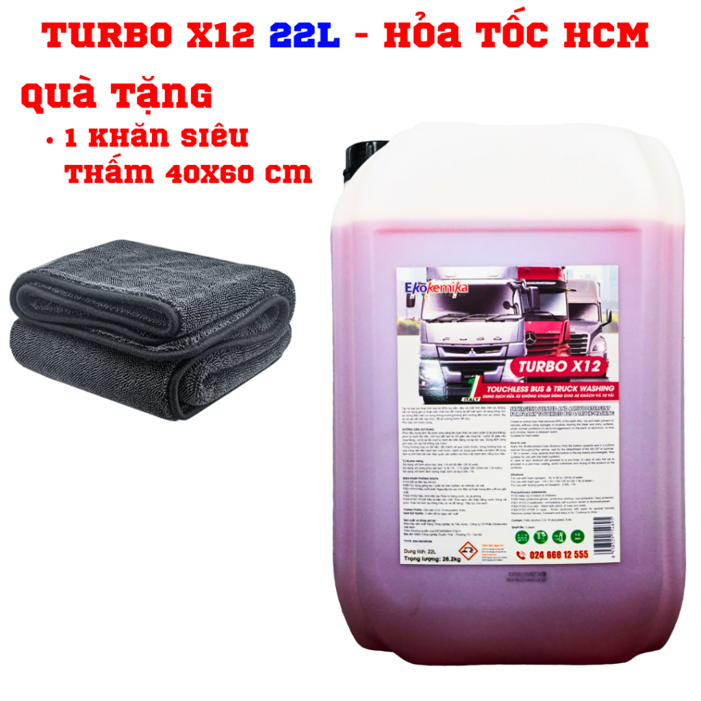[Hỏa Tốc HCM] 20L Nước Rửa Xe Không Chạm Ekokemika Turbo X12 20L