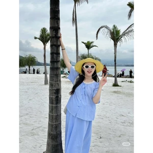 (Xả kho) Set váy bầu công sở MEYBE cổ ren cài khuy chất vải thô hàn cho mẹ bầu  - B9803