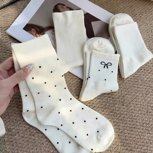 Set 10 đôi tất vớ hoạ tiết chấm bi nơ trơn siêu xinh