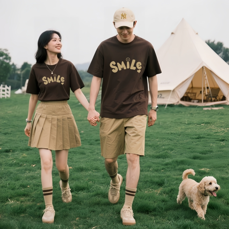 Áo gia đình Familylove - Set đồ gia đình chữ Smile đơn giản dễ thương chất liệu cotton