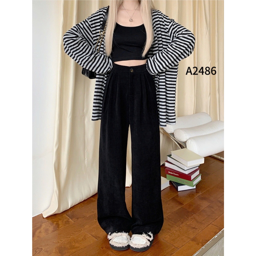 Quần Culottes nhung tăm dáng rộng 4 màu A2486