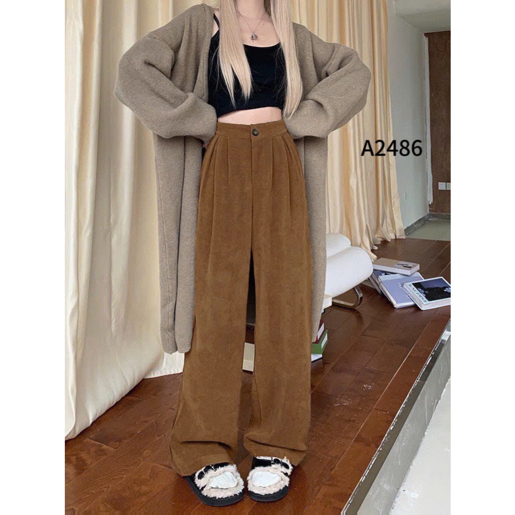 Quần Culottes nhung tăm dáng rộng 4 màu A2486