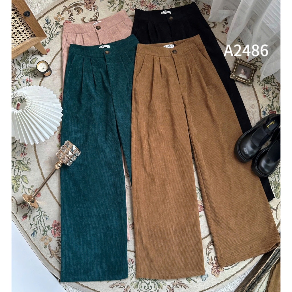 Quần Culottes nhung tăm dáng rộng 4 màu A2486