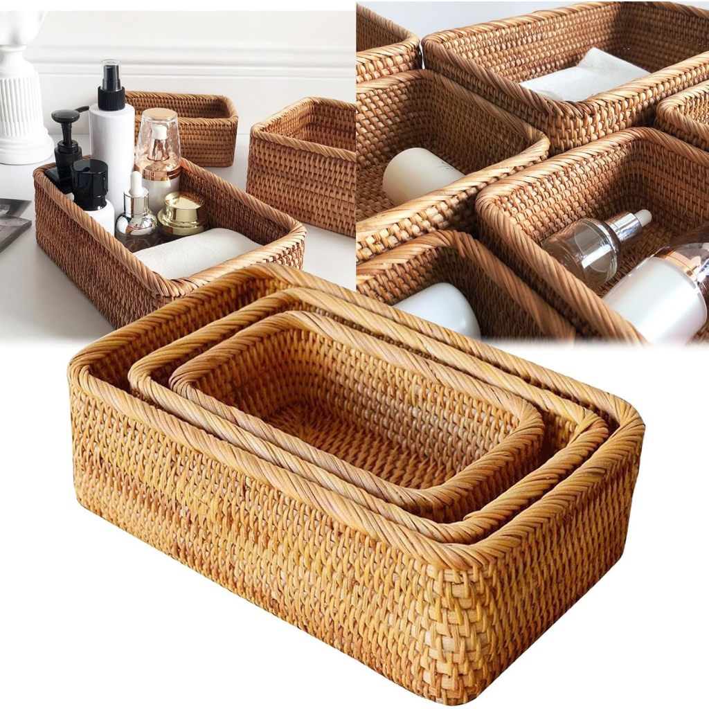 Khay Mây Tre Đan Chữ Nhật – Decor Bàn Trà, Bàn Ăn