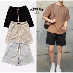 Quần Short Thun Trơn Nam Nữ KEESHY Cotton Dày Dặn Co Giãn Form Trên Gối Unisex
