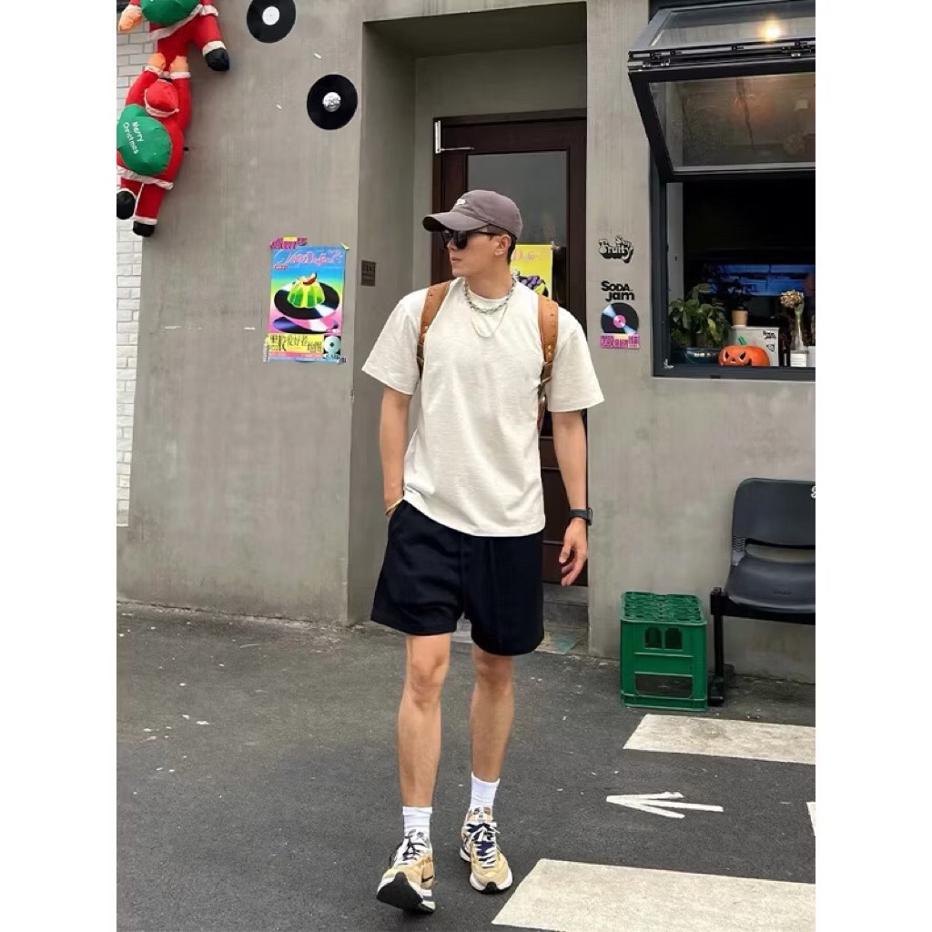 Quần Short Thun Trơn Nam Nữ KEESHY Cotton Dày Dặn Co Giãn Form Trên Gối Unisex