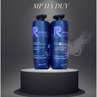 Romasy Bộ Gội Xả Collagen Keratin 2000ml - Mái Tóc Mềm Mượt Chuẩn Spa MP Hà Duy