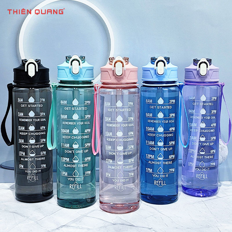 [KM] Bình nước thể thao 750ml tiện lợi có dây cầm, đi học đi làm đi chơi