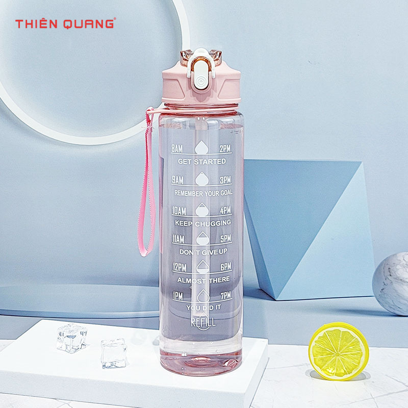 [KM] Bình nước thể thao 750ml tiện lợi có dây cầm, đi học đi làm đi chơi