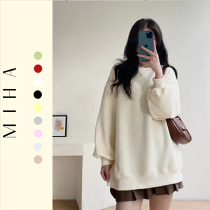 Áo Sweater Nỉ Hàn Cổ Tròn Mềm Mịn, Áo Thun SWT Dài Tay Có Lót Basic Trơn Form Dáng Rộng Miha Studio