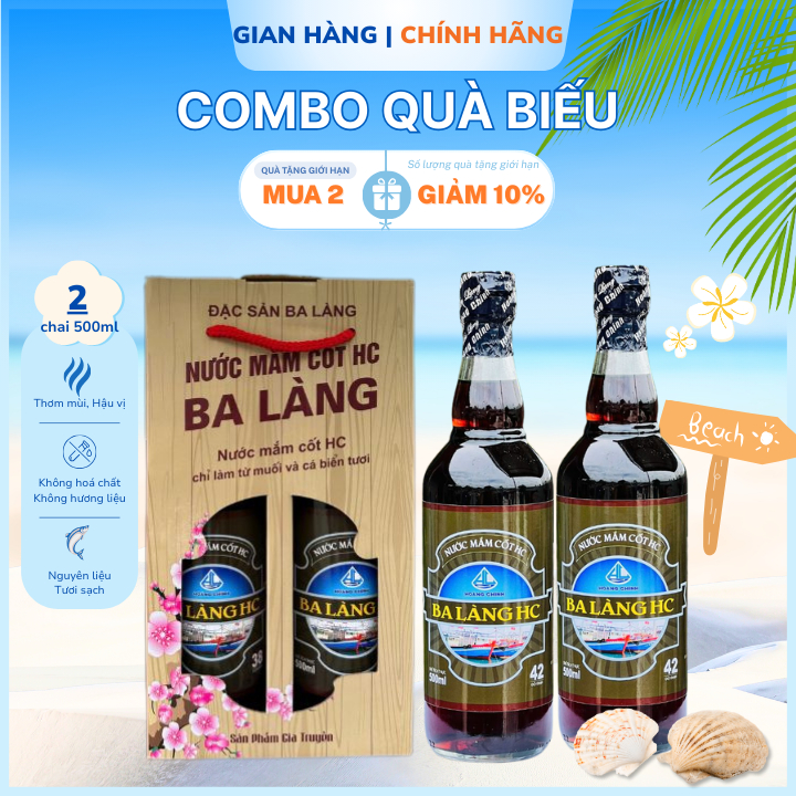 Set quà 2 chai 500ml – nước mắm cốt 42° đạm – chai thủy tinh xách tay ...
