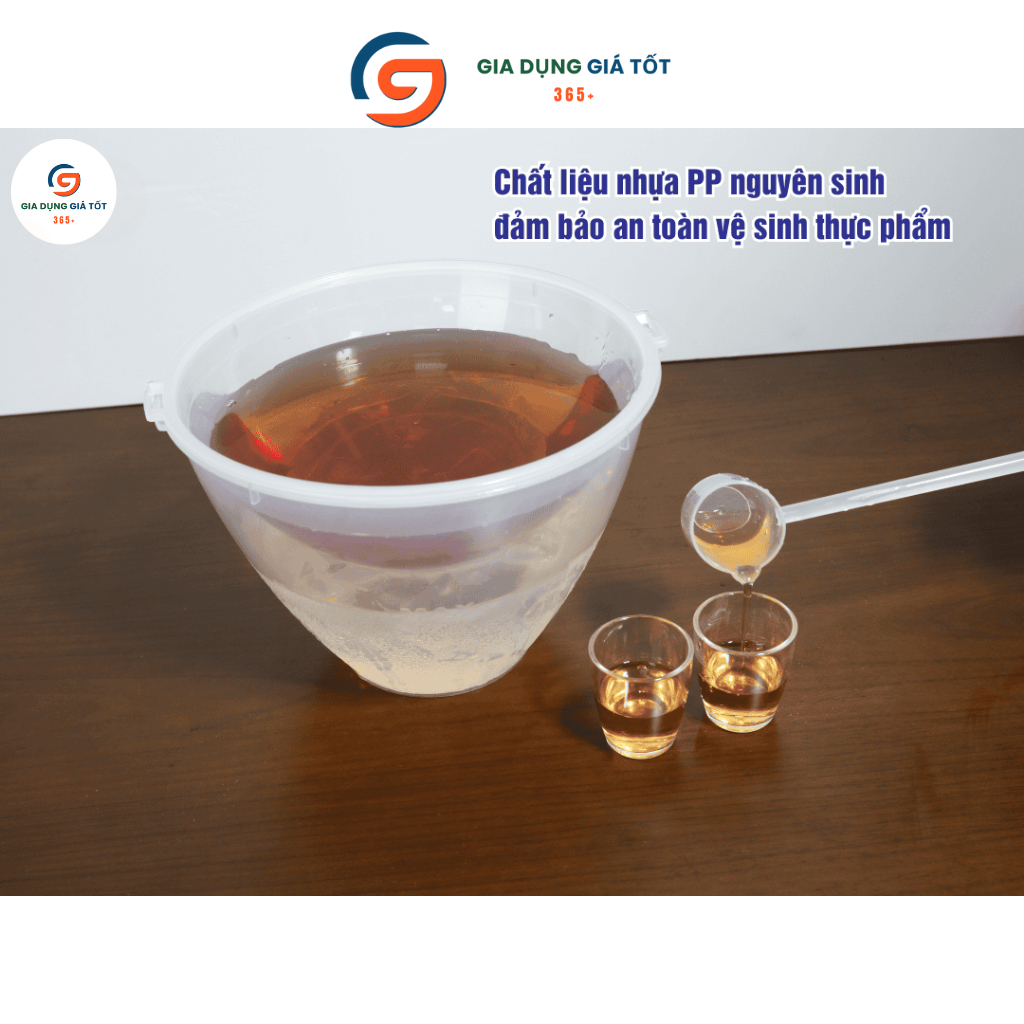 Bộ bát nhựa đựng rượu Song Long có gáo múc - bát nhựa ngâm đá giữ lạnh rượu, đồ dùng nhậu tiện lợi