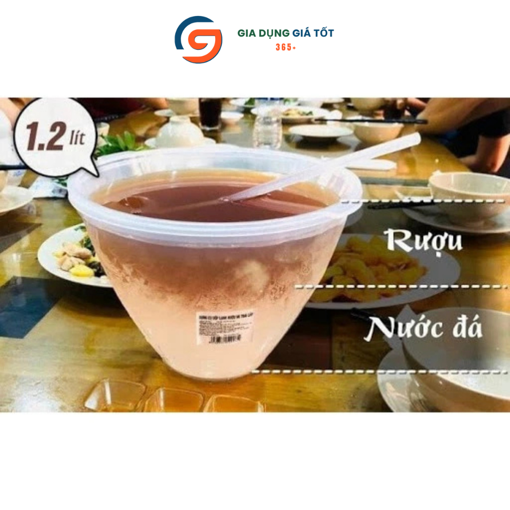 Bộ bát nhựa đựng rượu Song Long có gáo múc - bát nhựa ngâm đá giữ lạnh rượu, đồ dùng nhậu tiện lợi
